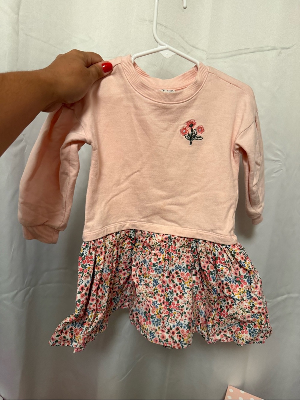Janie and Jack Pale Pink Floral Sweatshirt Dress
